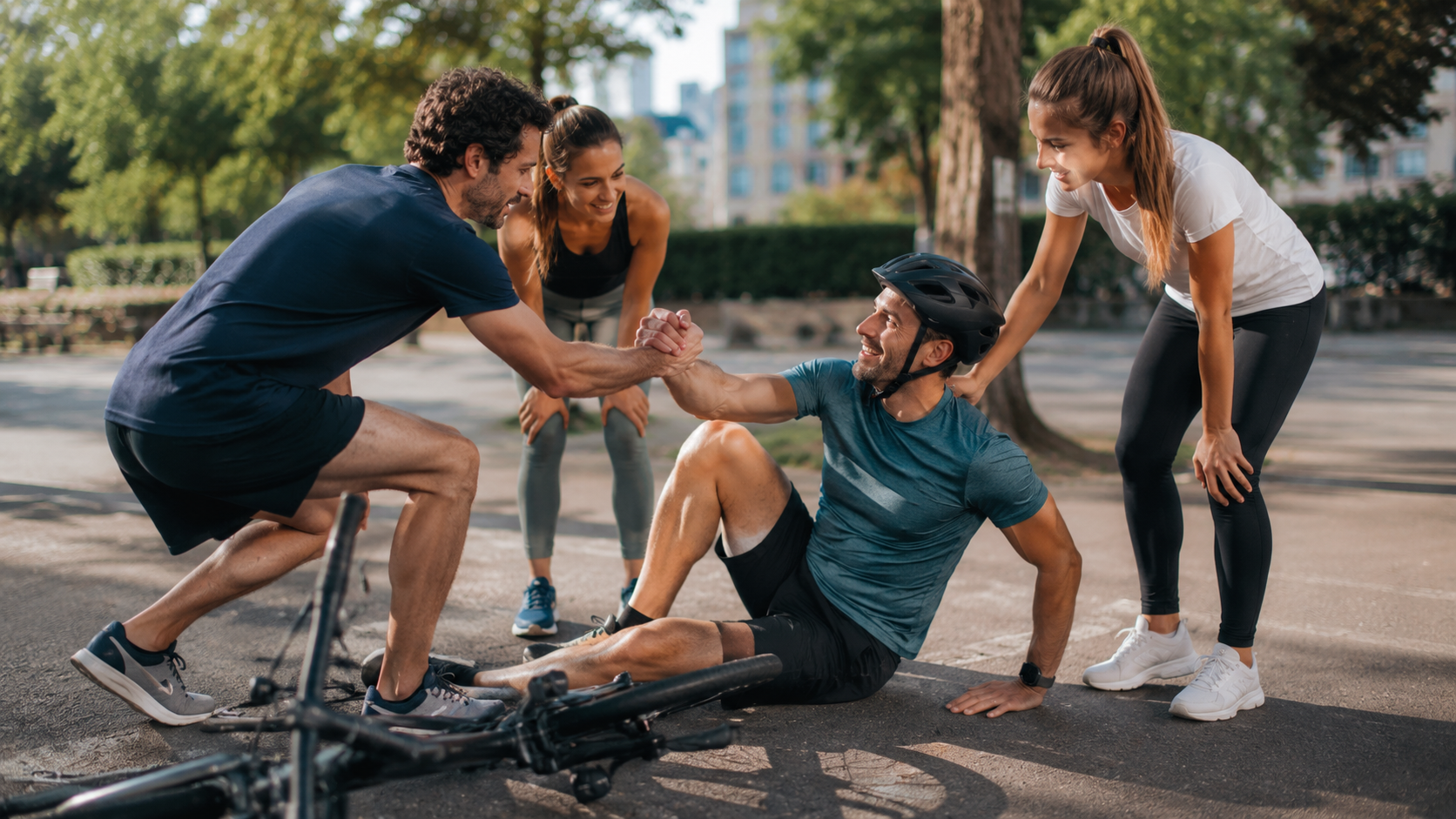 Família a praticar desporto em segurança